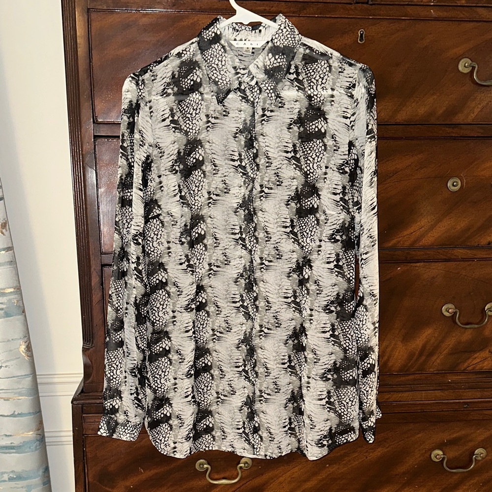 CAbi Monochrome Snakeskin Print Shirt